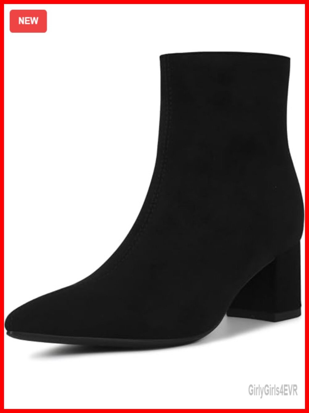 Pointed Toe Chunky Block Heel Ankle Boots Women Low Heeled Booties